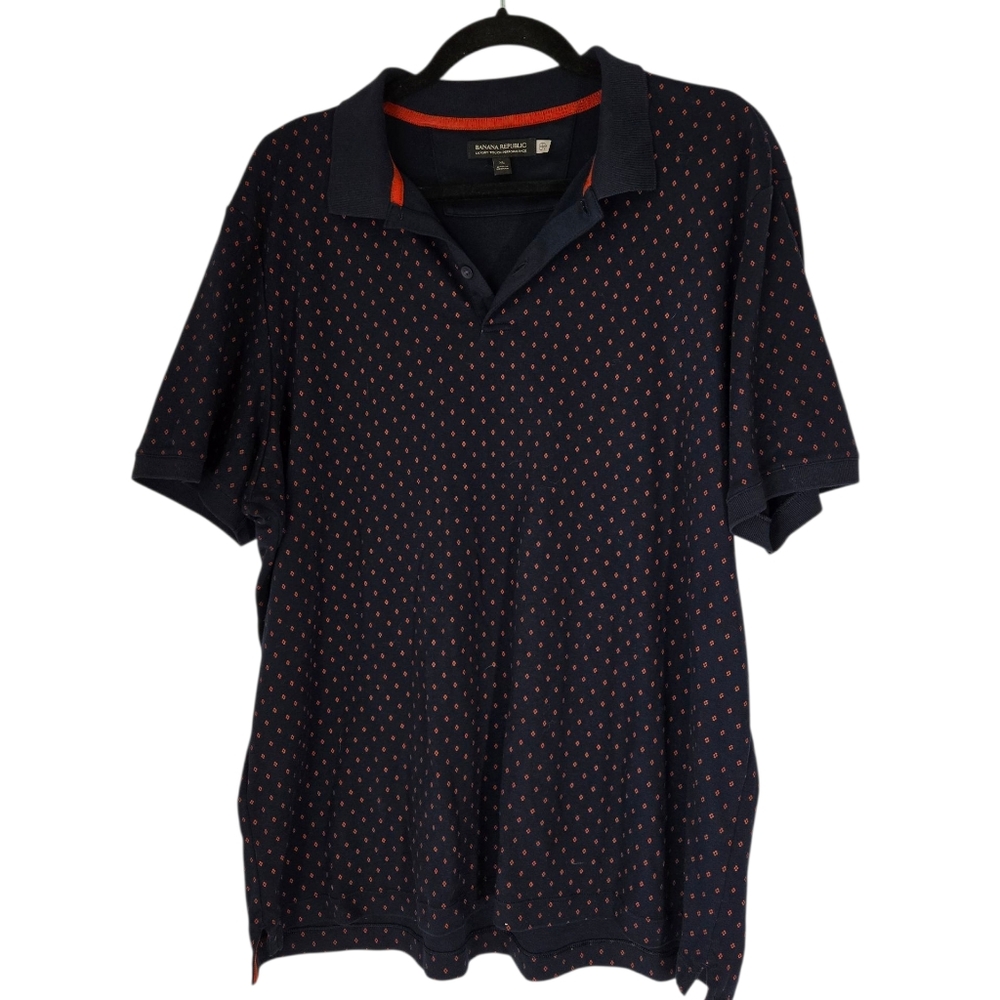 Banana Republic Luxury Touch Performance  Blue and Red Polo Shirt